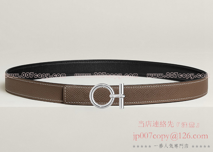 HERMES Hトルサド 黒／エトゥープ　レザーベルト 24 HERMES Hトルサド 黒／エトゥープレザーベルト 24