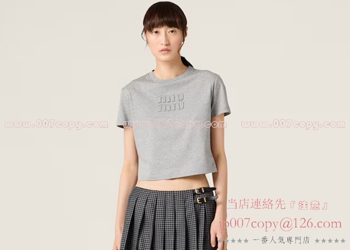 ミュウミュウ 服 スーパーコピー Tシャツ コットンジャージー