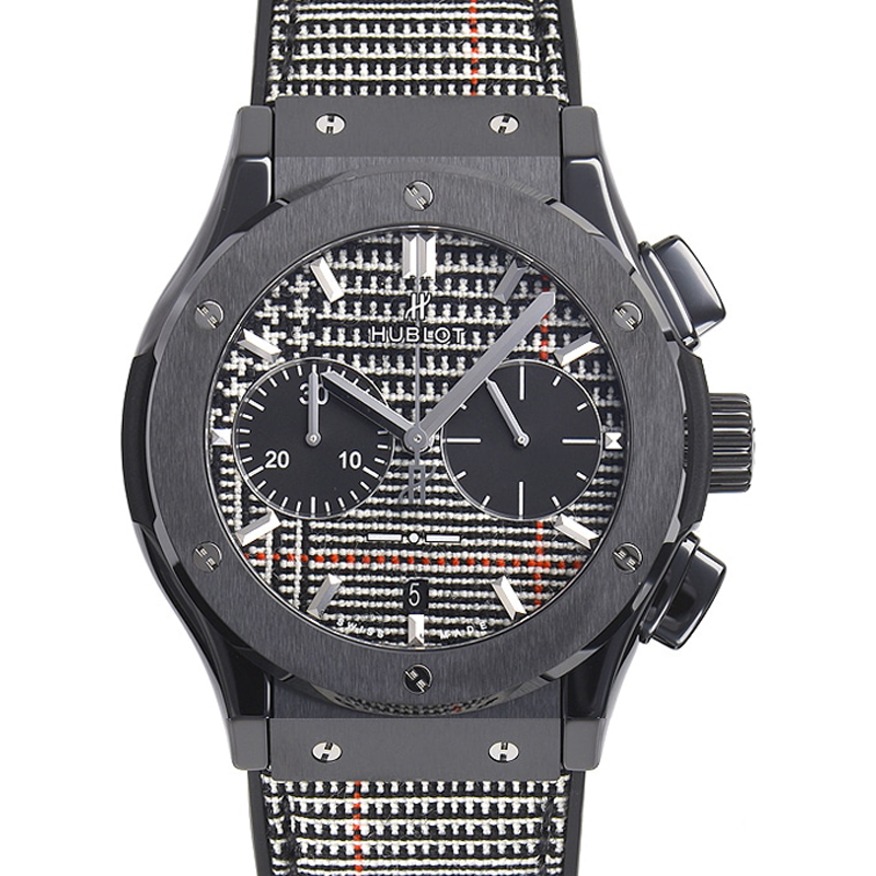 ウブロ HUBLOT クラシック・フュージョン イタリアインディペンデント セラミックタータン 521.CM.2703.NR.ITI17 ルビナッチ ファブリック文字盤 ブラックセラミック/ラバーストラップ 自動巻き メンズ 腕時計